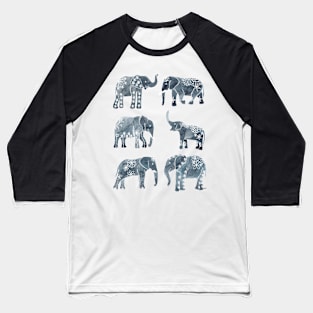 Floral Elephants - Gray Baseball T-Shirt